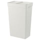 HÅLLBAR: white rectangular recycling bin, made from recycled plastic, with a lid and handles.