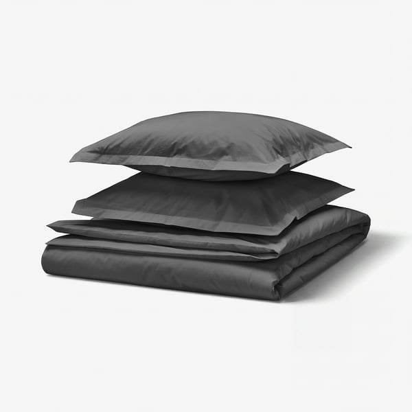 HAMPFLOCKEL Duvet cover and 2 pillowcases, dark grey, 240x220/50x60 cm