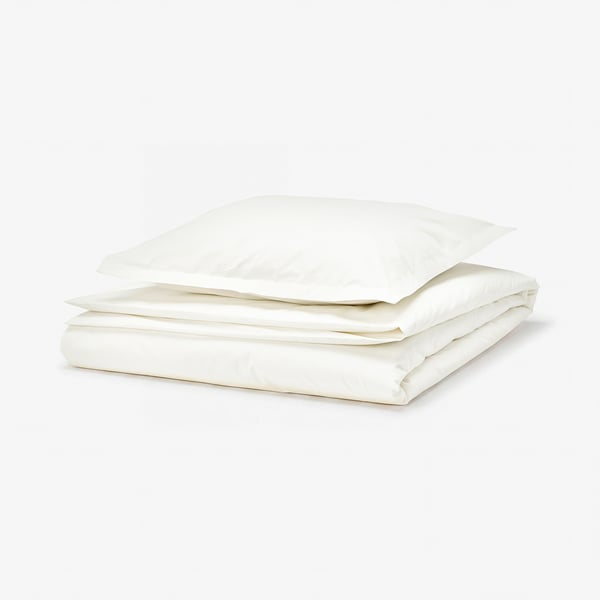 HAMPFLOCKEL Duvet cover and pillowcase, white, 150x200/50x60 cm