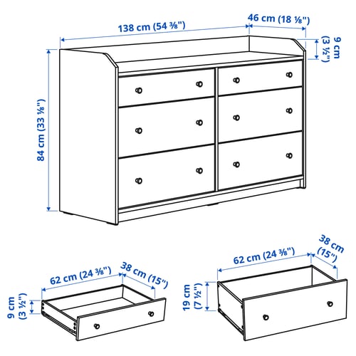 Illustration with measurements for the product: HAUGA.