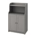 Grey HAUGA storage cabinet, 2 doors & open shelf, modern design, particleboard.