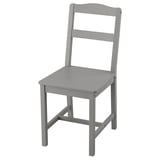 HAUGA grey chair: light grey, wooden ladder-back dining chair with squared seat and legs.