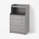 HAUGA Chest of 3 drawers with shelf, grey, 70x46x116 cm