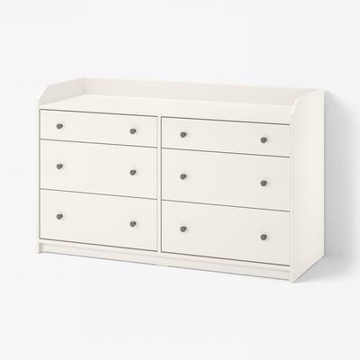 HAUGA Chest of 6 drawers, white, 138x46x84 cm