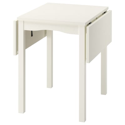 HAUGA drop-leaf table: white, minimalist, extends for 2-4, sturdy legs