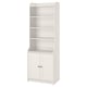 White HAUGA tall storage cabinet with open shelves and closed cabinets for versatile home use.