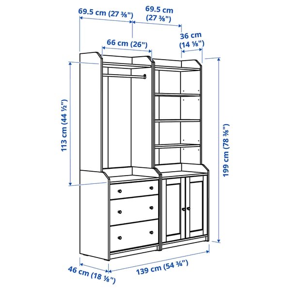 Illustration with measurements for the product: HAUGA.
