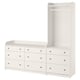 White HAUGA furniture set: tall wardrobe, wide chest with 6 drawers. Clean, modern design for storage.