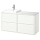 White bathroom vanity, marble top, rect. Sink, modern design