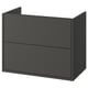 Havbaeck bathroom cabinet: dark grey, rectangular, minimalist design, wall-mountable, drawers.