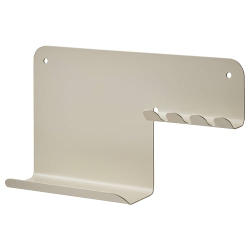 Beige metal wall organiser HAVREKROSS with hooks for small items.