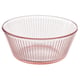 A light pink, ribbed glass bowl with a round shape and smooth edges. Its part of the HAVSGÄDDA series.