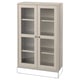 HAVSTA cabinet, light beige, glass doors, wooden shelves, rectangular, modern farmhouse design.