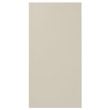 A beige rectangular HAVSTORP cabinet door. It is smooth with clean lines, made of acrylic paint and fibreboard.