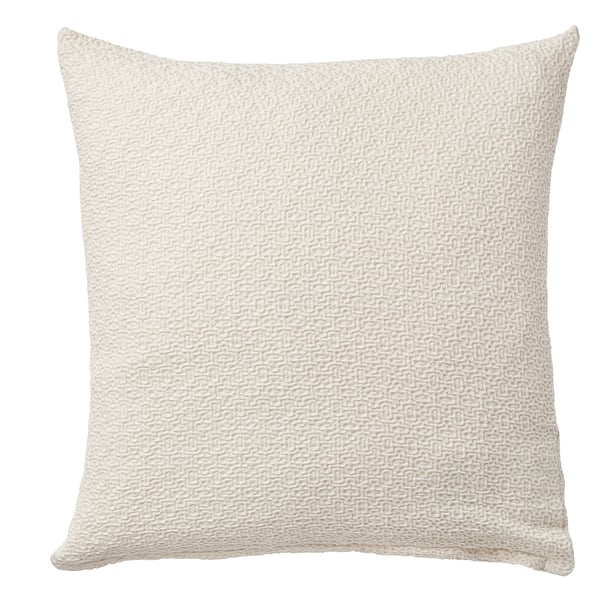 A square, off-white HEDSÄV cushion with a textured cotton cover and a zip closure.