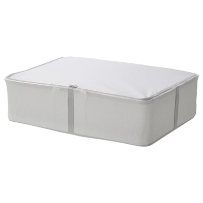 White HEMMAFIXARE storage box, rectangular, zippered fabric design.