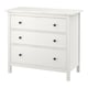 White HEMNES chest with 3 black drawers