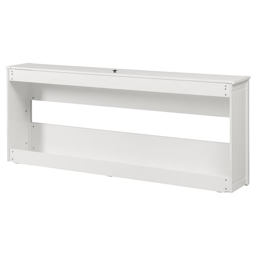 White wall-mounted shelf unit with two open shelves and a flat top, ideal for storage in minimalist interiors.