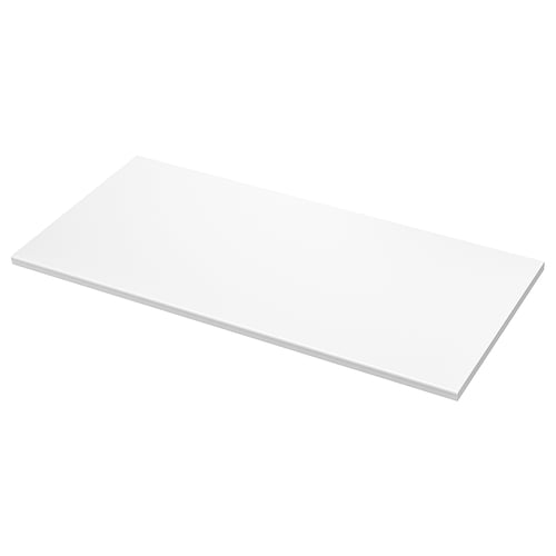 White rectangular bathroom countertop, plain design.