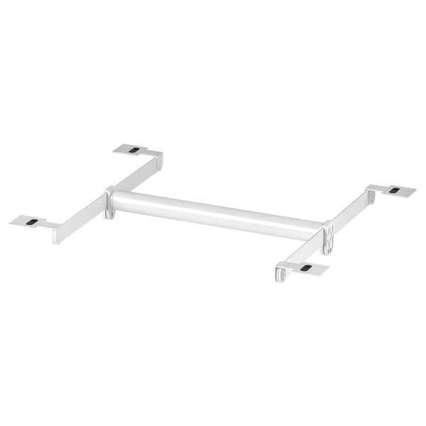 White HJÄLPA clothes rail with metal brackets for organising space.