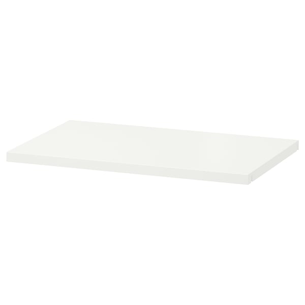 White HJÄLPA flat shelf, rectangle, simple design, made of paper foil and board.