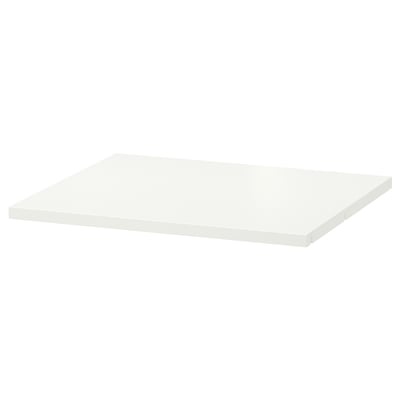 White HJÄLPA shelf, square shape, smooth surface, modern design, made of recycled materials.