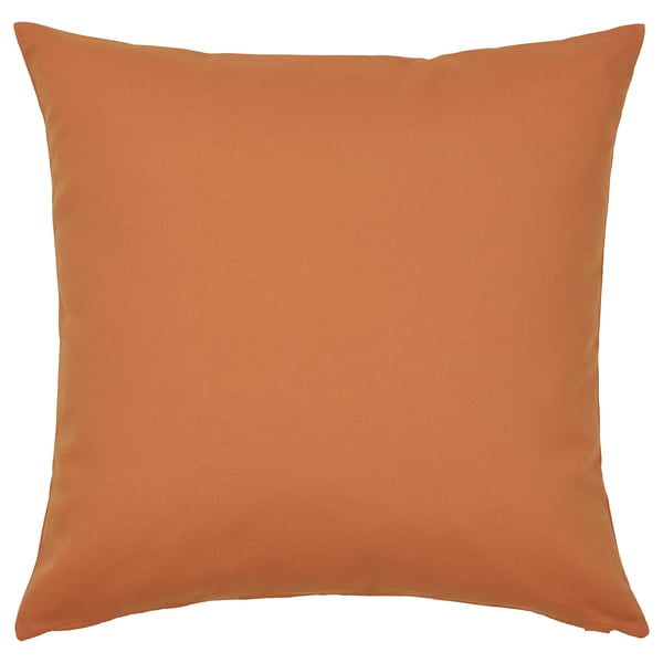 Hjäterö square cushion, orange. Textured, zippered cover, recycling polyester.