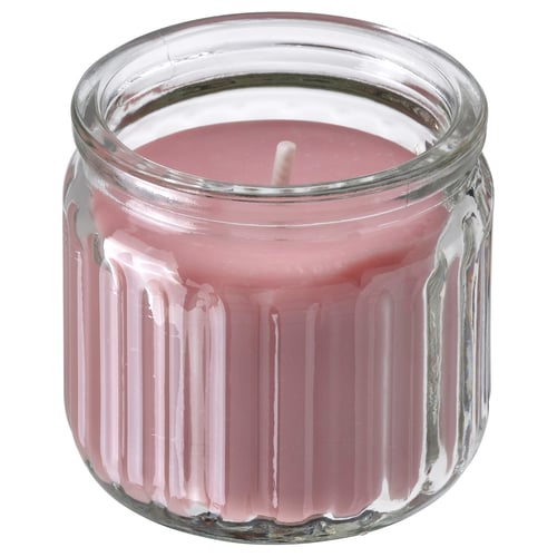 HÖKGÖK Scented candle in glass, Red berries light pink, 12 hr