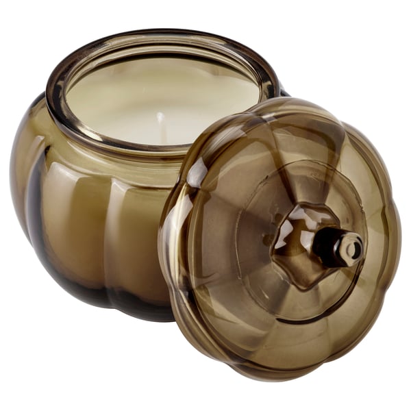 HÖSTAGILLE Scented candle in glass, Spiced pumpkin/green, 20 hr