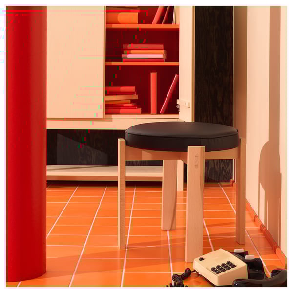 HOLMSJÖ Stool, beech/Jonsbyn black