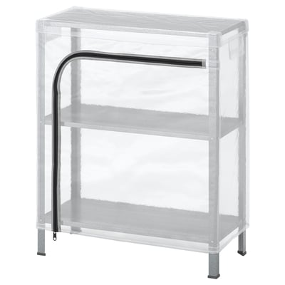HYLLIS shelving unit with clear cover, galvanized steel & polyethylene, indoor/outdoor storage or mini greenhouse