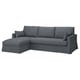 Large grey sectional sofa with left chaise, boxy design, plush cushions, and clean lines.