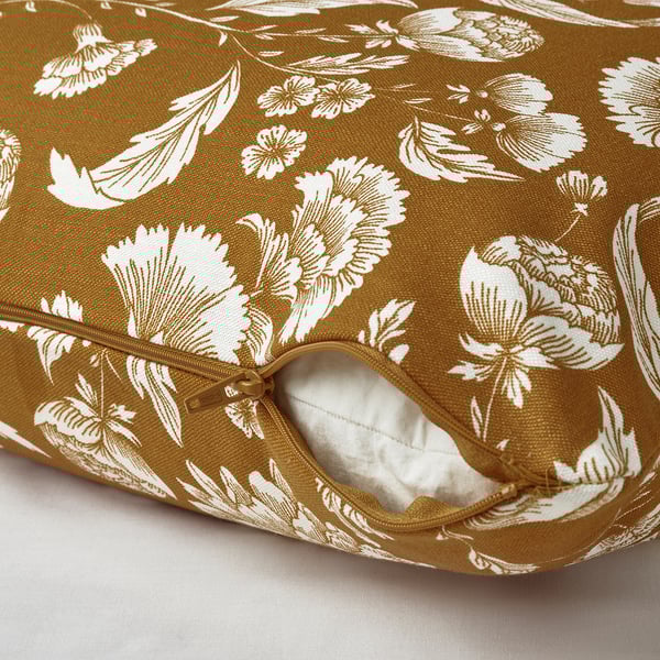 Floral cushion cover with zip, easy to remove, fits 50x50 cm cushion.