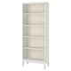 A white IDANÄS bookcase with five open shelves, designed for storage and display. It clean lines and a minimalistic style.