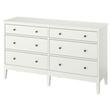 White IDANÄS dresser with six drawers and sleek design.