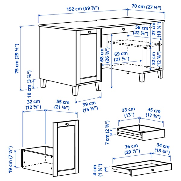 IDANÄS Desk, white, 152x70 cm