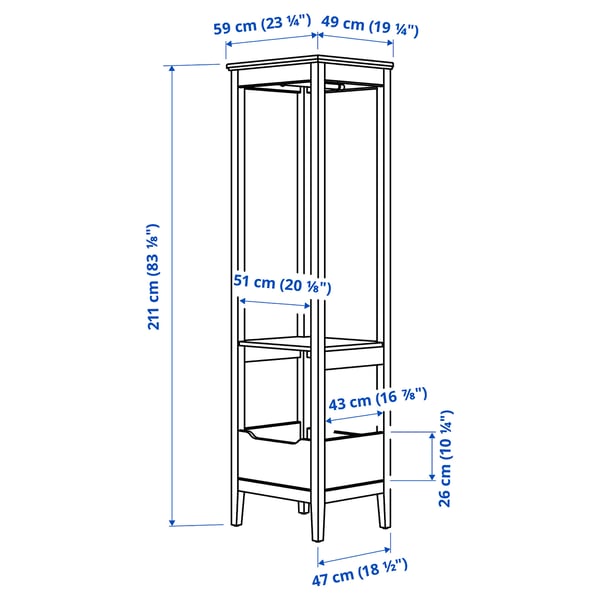 Illustration with measurements for the product: IDANÄS.