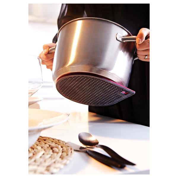 Person with ikea stand