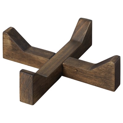 Dark wood cross-shaped serving stand by IKEA 365+, elegant for dining presentation.