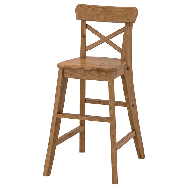 INGOLF light brown wooden junior chair, simple crossback design for kids.