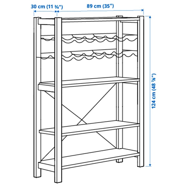 Illustration with measurements for the product: IVAR.