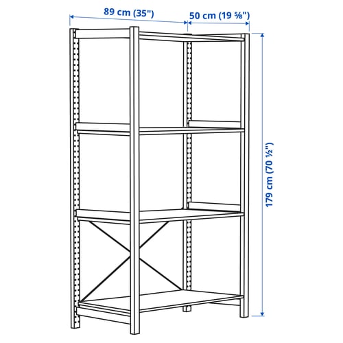 Illustration with measurements for the product: IVAR.