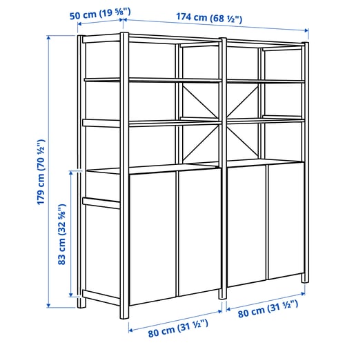 Illustration with measurements for the product: IVAR.