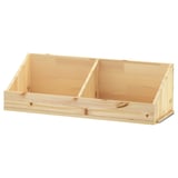 IVAR wooden box shelf, natural pine, rectangular shape, divided interior.