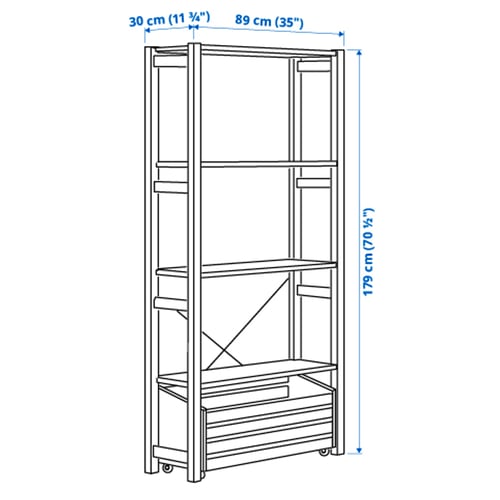 Illustration with measurements for the product: IVAR.