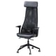 JÄRVFJÄLLET: black office chair with mesh back, adjustable lumbar support, armrests, and headrest.