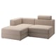 Beige JÄTTEBO sofa with chaise, clean lines, foam, storage, durable corduroy.