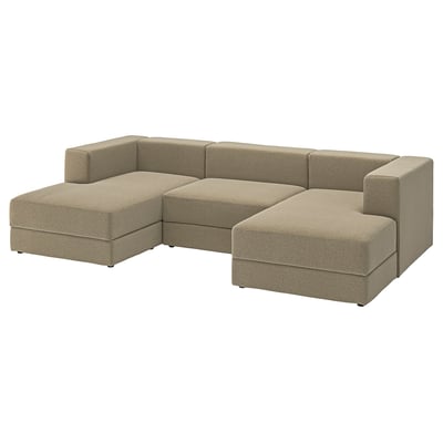 JÄTTEBO 3,5-seat mod sofa w chaise longues, armrests Johanneshov/brown-beige