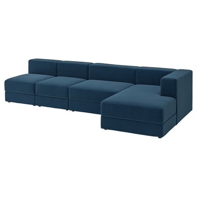 JÄTTEBO 4,5-seat mod sofa w chaise longue, right/Samsala dark blue