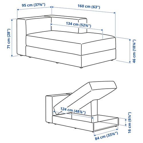 Illustration with measurements for the product: JÄTTEBO.